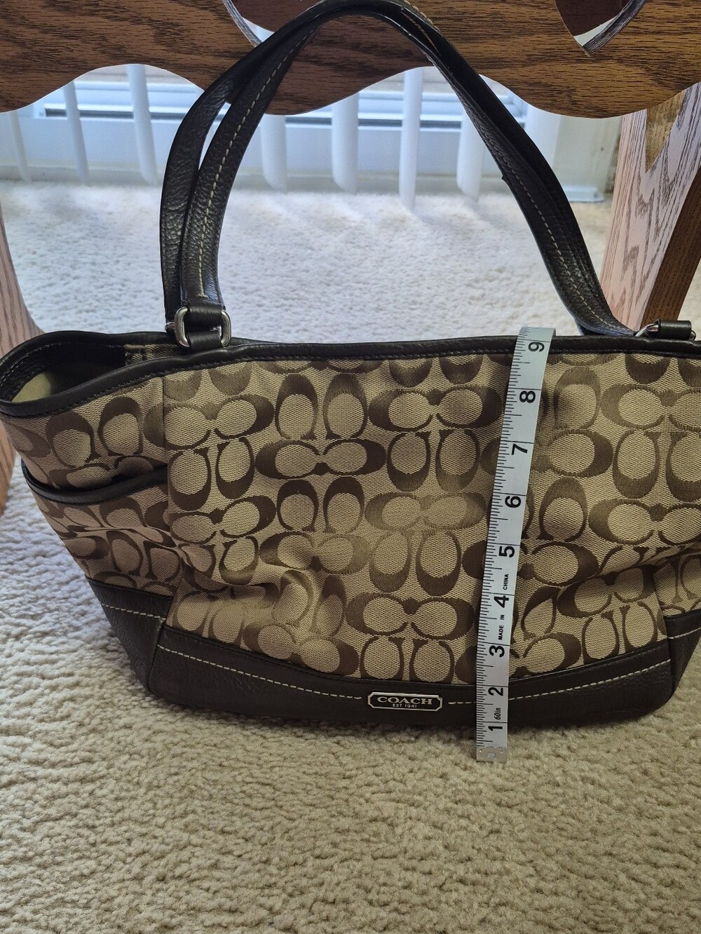 Coach Tan and Brown Signature Canvas Tote with Matching Wallet. GOOD CONDITION - Picture 17 of 17